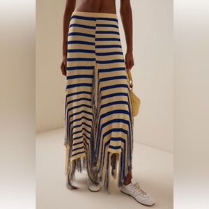 NWT Proenza Shouler Blue and Cream Fringe Skirt